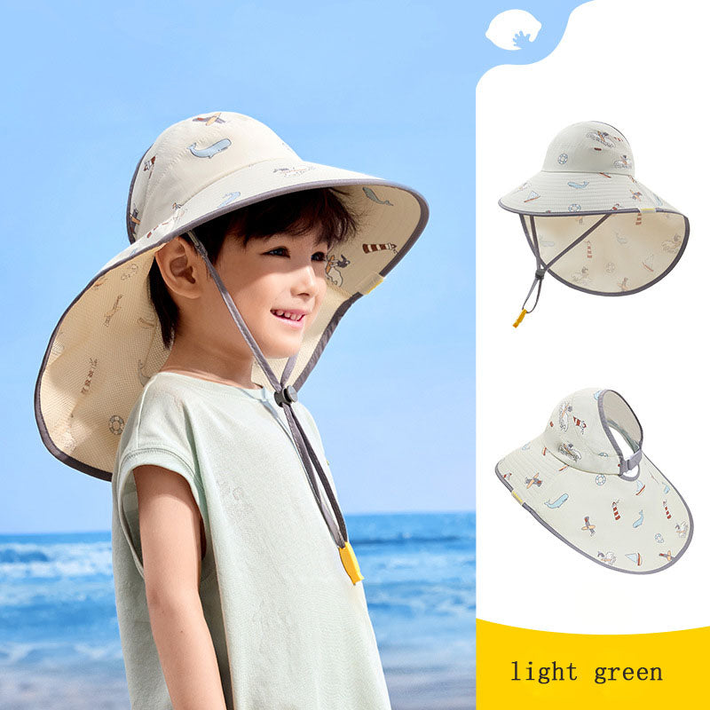 Lemon kid Children's Sunscreen Hat, Summer UV Protection Sunscreen Hat, Boys and Girls' Empty Top Sunscreen Hat, Big brim