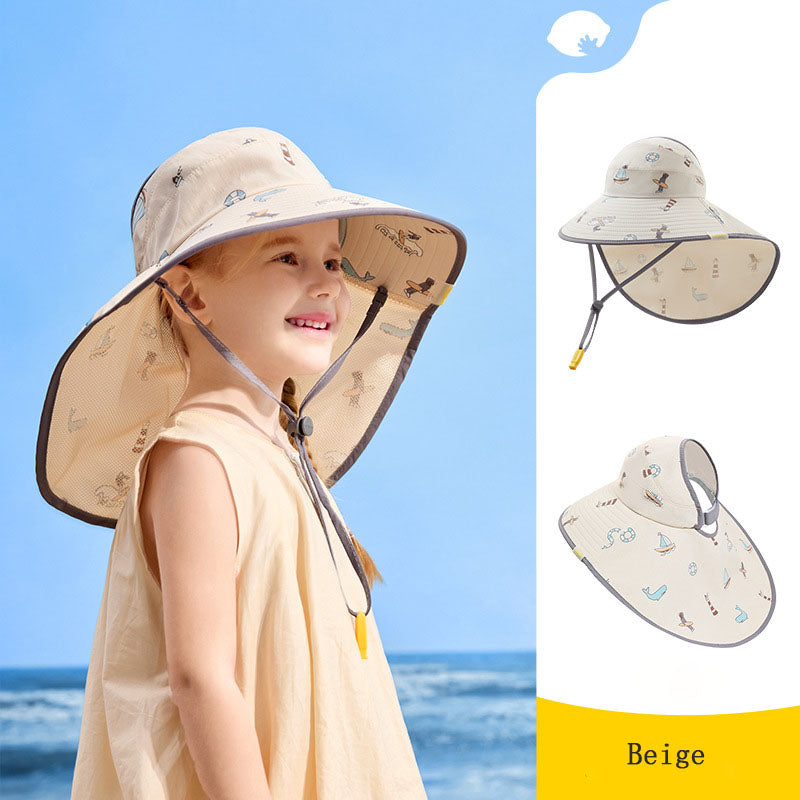 Lemon kid Children's Sunscreen Hat, Summer UV Protection Sunscreen Hat, Boys and Girls' Empty Top Sunscreen Hat, Big brim